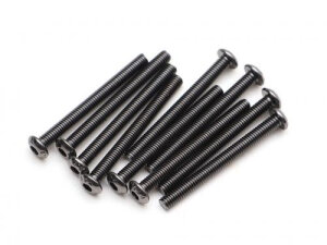 Boom Racing BRASBH3028 M3x28mm Rundkopfschrauben 12.9 Grade vernickelt (10)