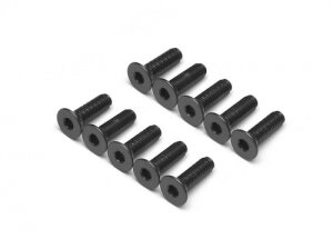 Boom Racing BRHSB310BK Aluminium 7075 M3x10 Innensechskant-Flachkopfschrauben Schrauben (10) Schwarz