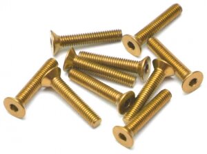 Boom Racing BRHSB314GD Aluminium 7075 M3x14 Innensechskant-Flachkopfschrauben Schrauben (10) Gold