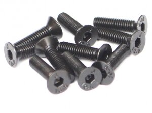 Boom Racing BRASFH3012 M3x12mm Senkkopfschrauben 12.9 Grade vernickelt Schrauben (10)
