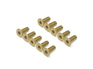 Boom Racing BRHSB38BJ Gold eloxiert Legierung M3x8 Sechskant Sockel Flachkopfschrauben Schrauben (10)