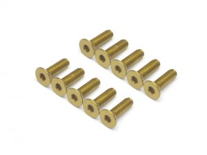 Boom Racing BRHSB310BJ Gold eloxiert Legierung M3x10 Sechskant Sockel Flachkopfschrauben Bolzen (10)