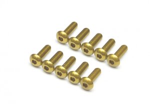 Boom Racing BRHSA310BJ Gold eloxierte Legierung M3x10 Innensechskant-Knopfschrauben Schrauben (10)