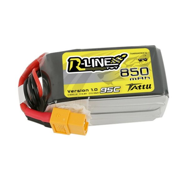 Gens Ace Tattu R-Line 850mAh 4S1P 95C 14.8V Lipo Battery Pack XT60