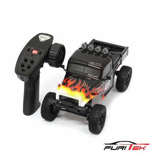 FuriTek FUR-2411 FX118 Wagon RTR Brushless 1/18 RC Crawler noir avec flammes