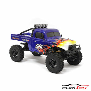 FuriTek FUR-2412 FX118 Carro RTR Brushless 1/18 RC Crawler blu con fiamme
