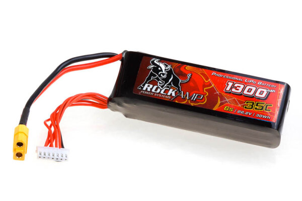 Rockamp RK1300A6S35 LiPo battery 1300mAh 6S 35C XT60 for Align (33x35x109)