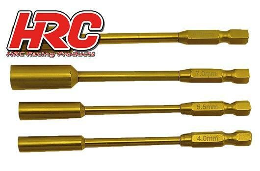 HRC Racing HRC4054N Bit set for cordless screwdrivers - Titanium coated - 4.0, 5.5, 7.0, 8.0 mm socket wrench