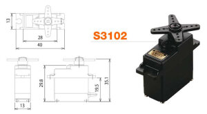 Microservo Futaba S3102 4,6kg 0,20s (analogico)