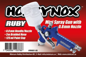 HOBBYNOX 001-00 RUBY Mini Sprühpistole Topfiller 0.8mm 125ml Becher 3m Schlauch