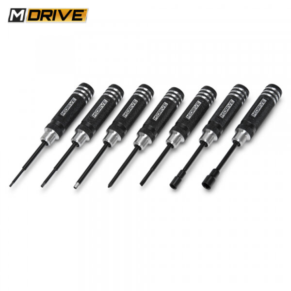 M-DRIVE MD45000 Mini-Werkzeugsatz Sechskant- und Mutternschlüssel + Flach- und Kreuzschlüssel, 7-teilig