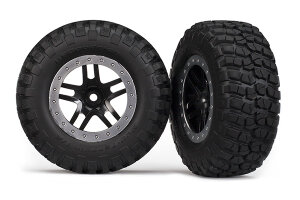 Traxxas TRX5883 rear tyre+rim mounted black-satin-chrome...