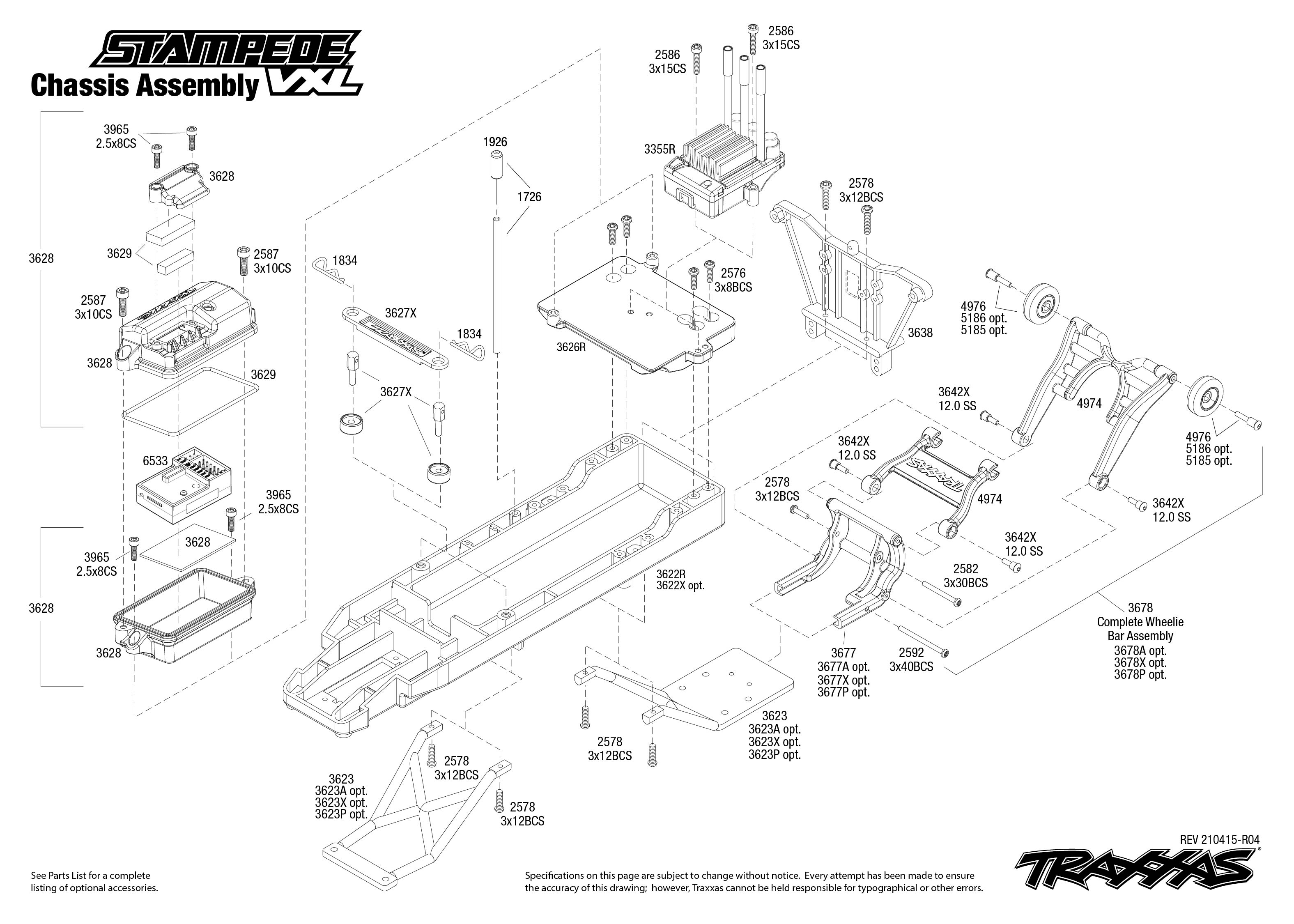 Order Traxxas 36076-4 Stampede VXL TSM Express Search from Exploded V