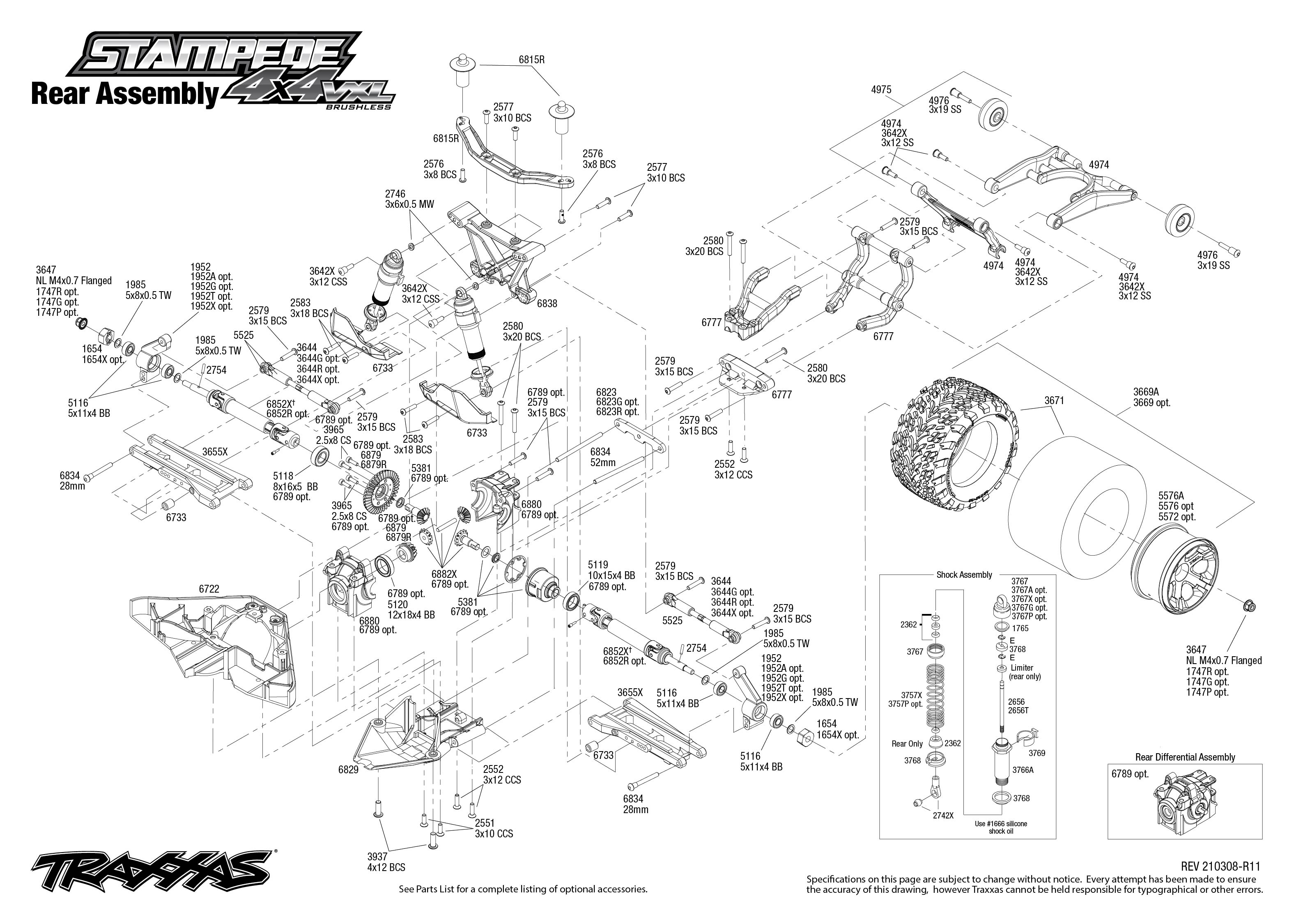 Traxxas 67086-4 Stampede 4x4 VXL TSM Express-Suche aus Explosionszeic