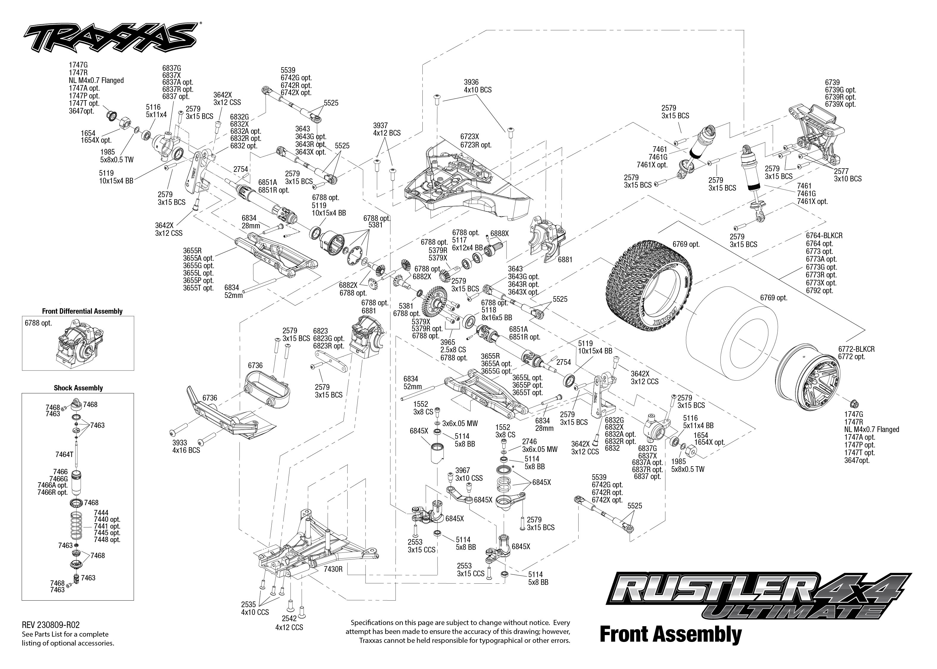BOM ページ Traxxas 67097-4 Rustler 4x4 VXL Ultimate Exploded View Express Search